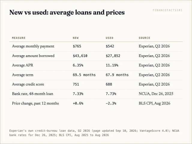Used-car loans average 11.19 percent against 6.35 percent for new, partly because used-car borrowers have lower credit scores; at the same banks the gap was 0.40 points