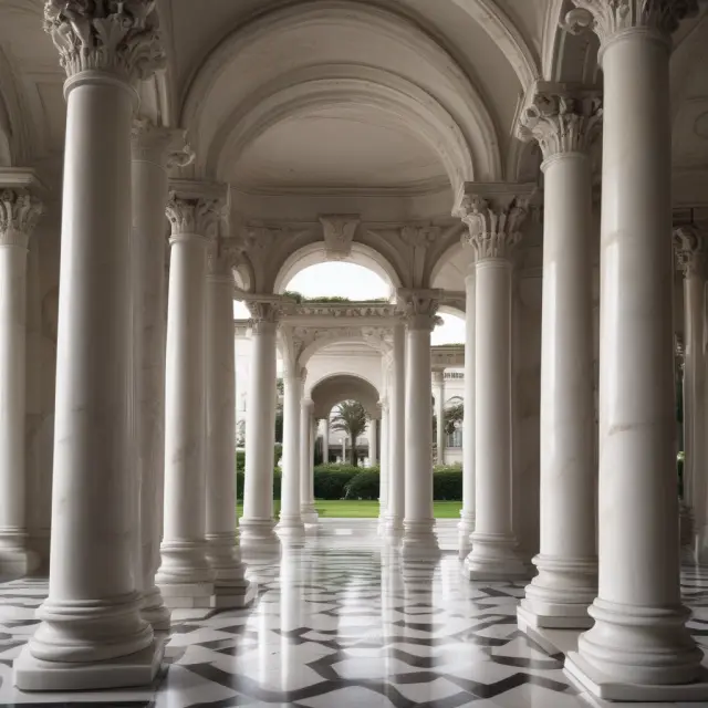 Two marble pillars dividing a mansion, illustrating the formation of an A-B Trust