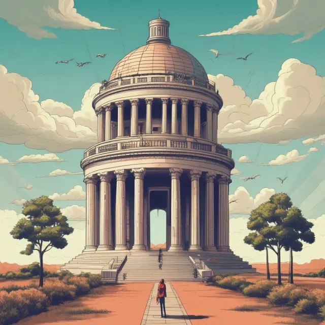 Visual representation of AAA rating factors: an issuer balancing on the pillars of creditworthiness, debt profile, and economic climate.