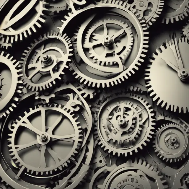 Gears representing municipal, secured, and unsecured AAA bonds forming a clock mechanism, illustrating their roles in the fixed-income market
