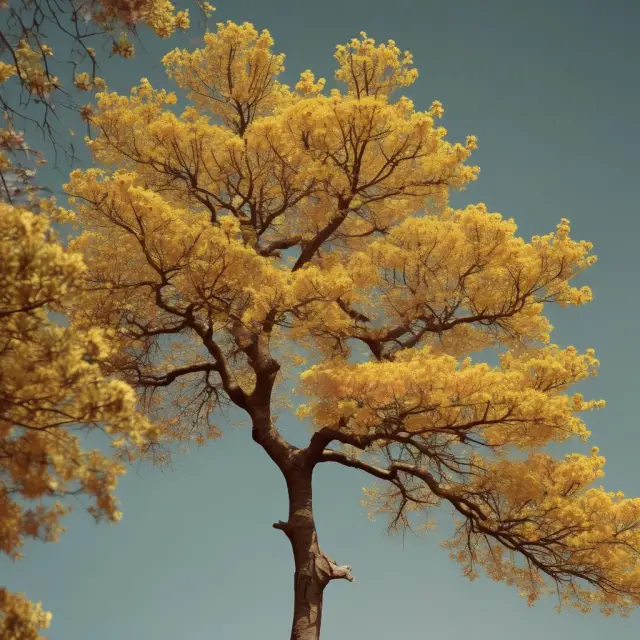 A golden tree symbolizing investments with three branches representing yearly holding periods yielding varying growth rates: 10%, 5%, and 8%.
