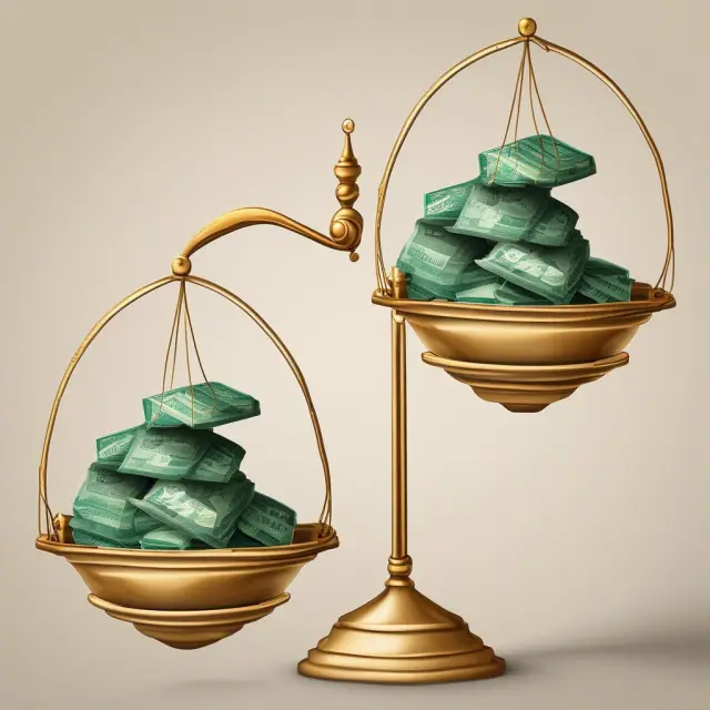 Golden scales representing share price appreciation, capital gains distributions, and dividends forming mutual fund