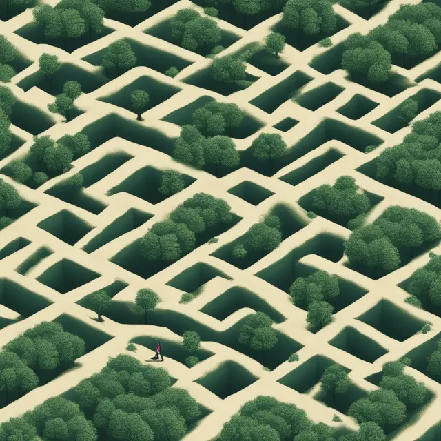 Capital gains bulls and dividend trees navigating a labyrinth representing the tax implications for an investor evaluating mutual fund average annual returns