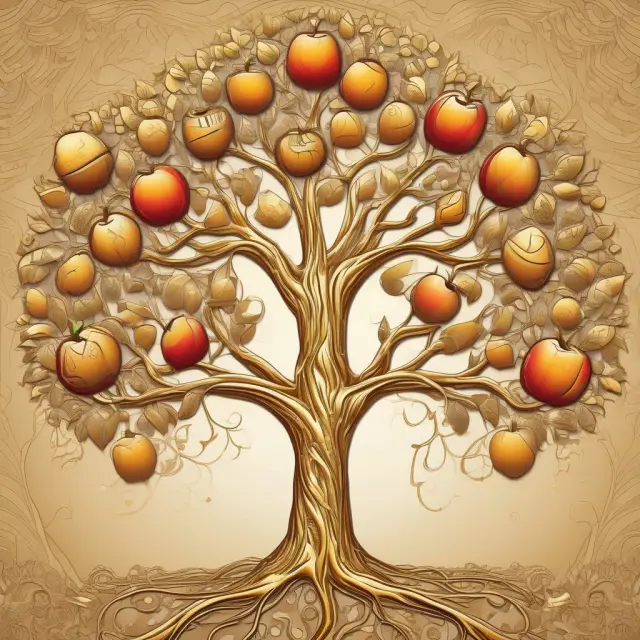 Golden tree with AARP leaves, illustrating the organization