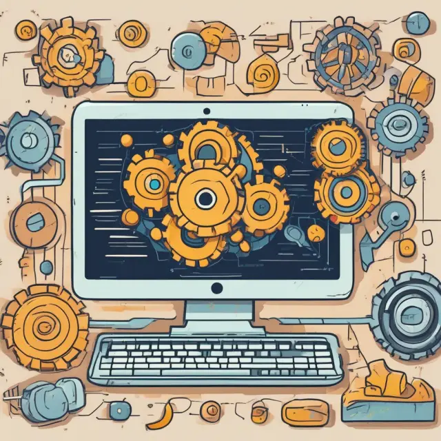 Software tools for activity-based budgeting depicted as interconnected gears symbolizing seamless data flow and improved efficiency