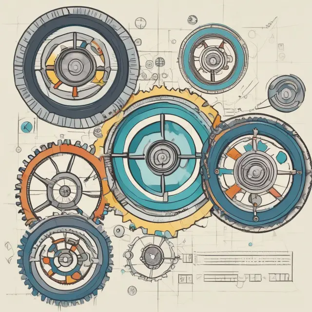 Gears symbolizing various business activities interconnecting to form an intricate Activity-Based Budgeting clockwork