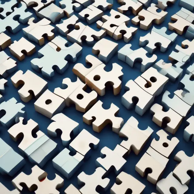 A person assembling puzzle pieces labeled with ABC concepts, illustrating the process of understanding and implementing activity-based costing