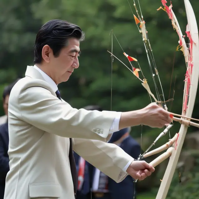 Prime Minister Shinzo Abe releasing three arrows symbolizing monetary policy, fiscal stimulus, and structural reforms for economic revitalization in Japan.