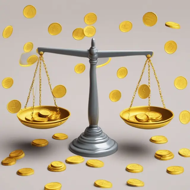 Golden scales with weights representing progressive income tax brackets