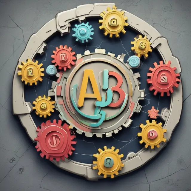 Interconnected gear wheels representing ABC