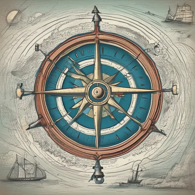 An ancient mariner steering a ship, using ABM as a compass to navigate through various cost components in opening a new business location