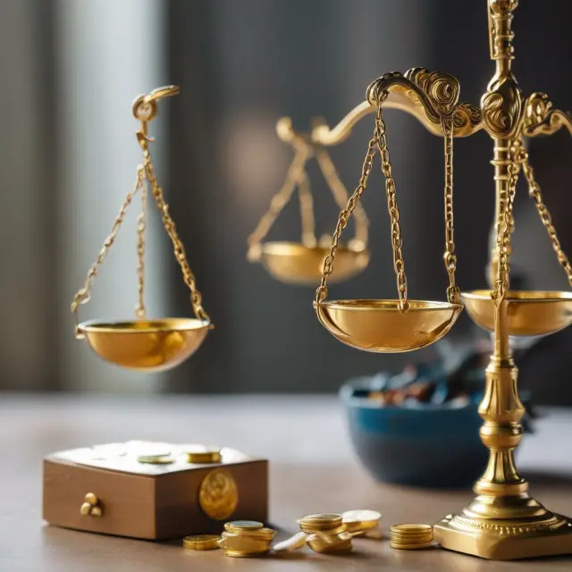Golden scales balanced with activity data and financial profitability, symbolizing the implementation of activity-based management