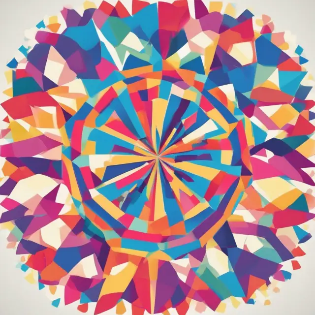 An intricate kaleidoscope with questions about ABM forming vivid shapes and colors, symbolizing the clarity gained from analyzing business processes.