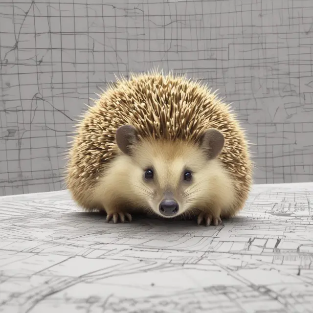 A hedgehog with golden quills traversing a labyrinth of investment graphs symbolizes the journey of institutional investors seeking returns through hedge funds