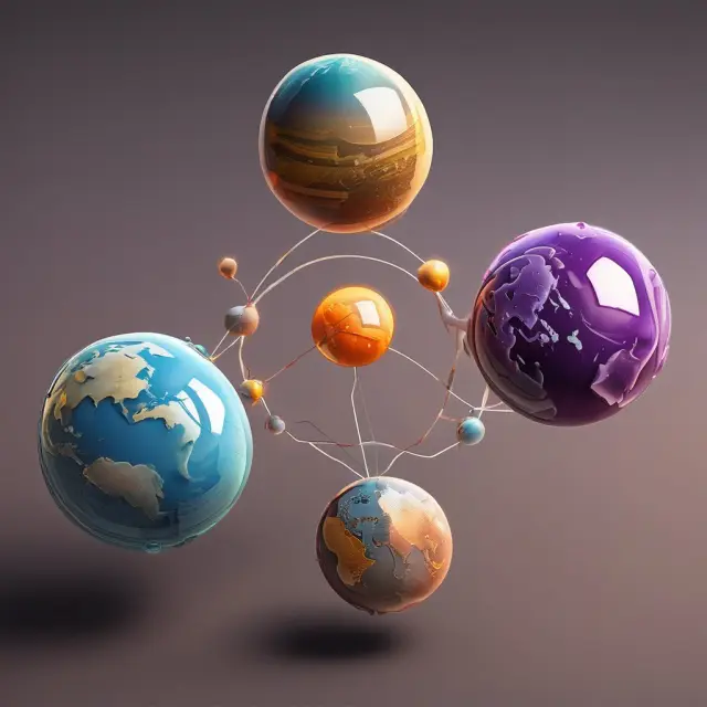 A planet with four orbiting spheres illustrating frequently asked questions on absorption rate in real estate and accounting