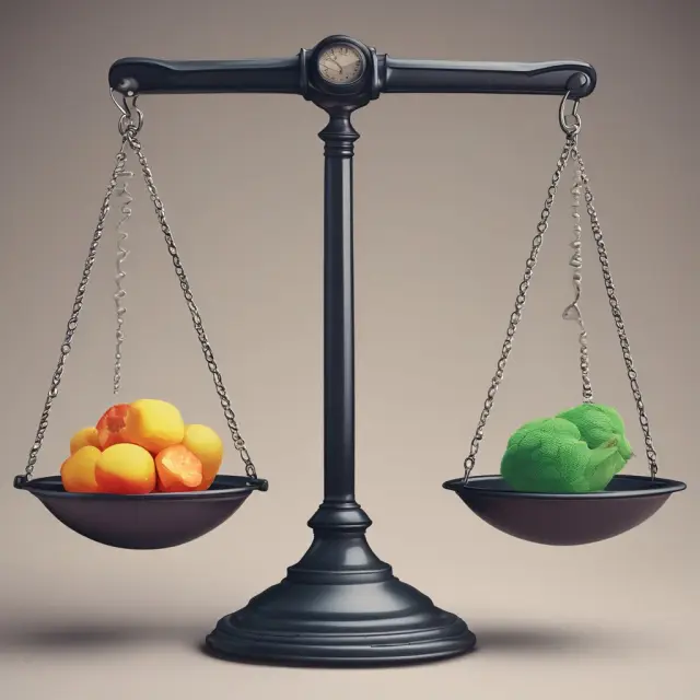 Balancing scale representing absorption costing