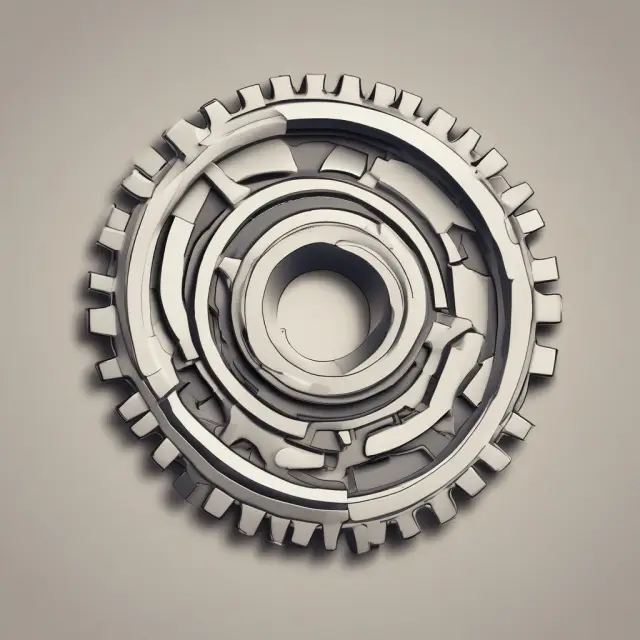 Two interlocking gears representing ACATS system connecting brokerages during a securities transfer