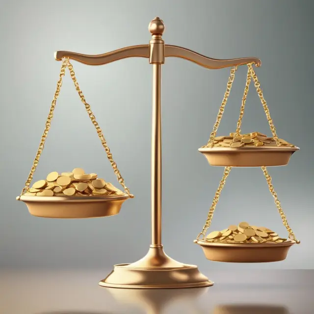 Golden scales balance acceptable quality level and production processes to maintain efficient manufacturing.