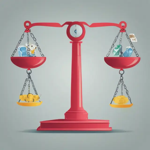 A balance scale with risk factors on one side and costs/potential losses on the other, representing the decision to accept a risk.