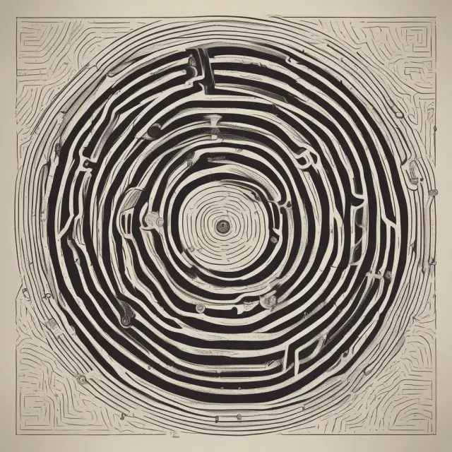 An intricate maze symbolizing bank account numbers and routing numbers working together for seamless financial transactions.