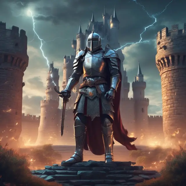Knight protecting a castle representing secure online banking with Multi-Factor Authentication.