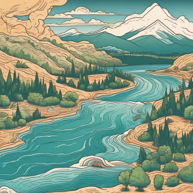 A routing number river flows into a calm account number lake, highlighting their connection in banking transactions