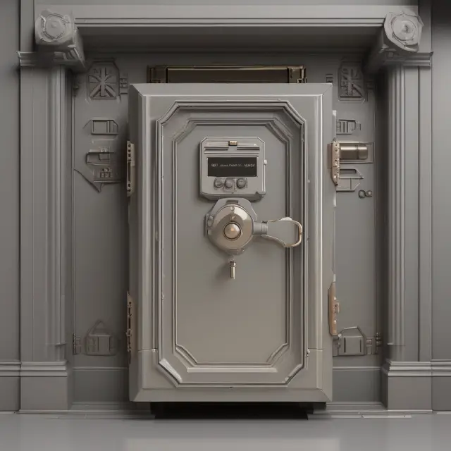 A well-protected vault containing stacked account statements and digital keys secured with a strong lock and two-factor authentication.