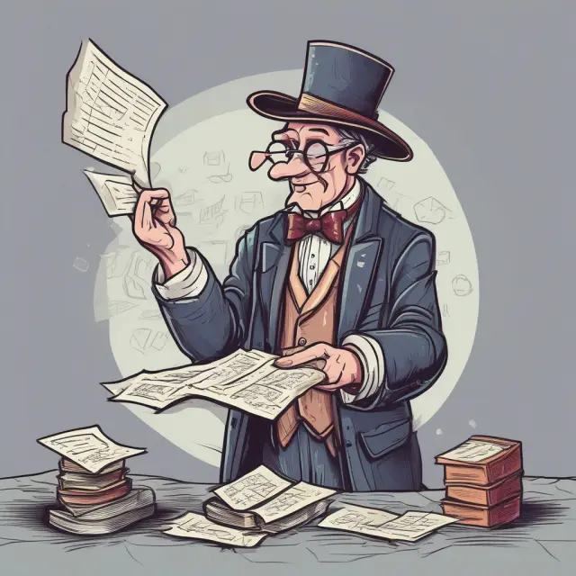 An accounting magician waving a wand over balance sheets and profit-loss charts, metamorphosing into a Financial Controller or CFO.