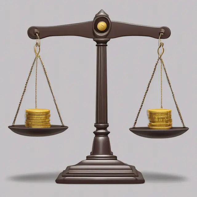 Image of a balance scale with coins symbolizing account balances and stocks depicting market valuations