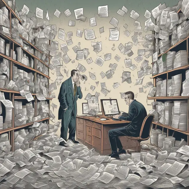 An attentive accountant scanning economic data to identify transactions for journal entries