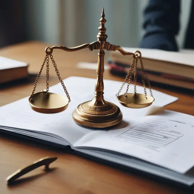 An accountant adjusts the balance sheet with hourglasses symbolizing time and scales of justice ensuring accuracy