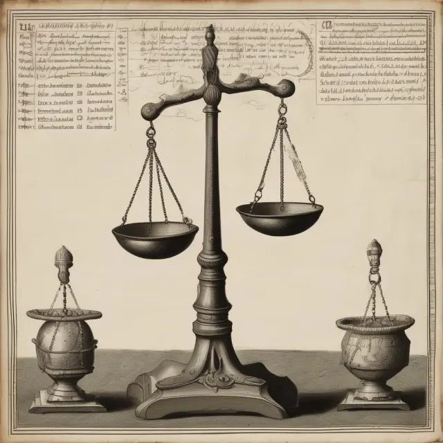 An image of scales balanced by assets, liabilities, and shareholders