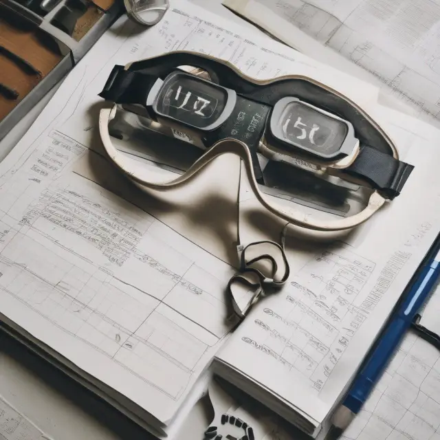 Scales with accounting equation symbols represent incomplete balance sheet; goggles obstructing one eye signify missing profitability and cash flow data.