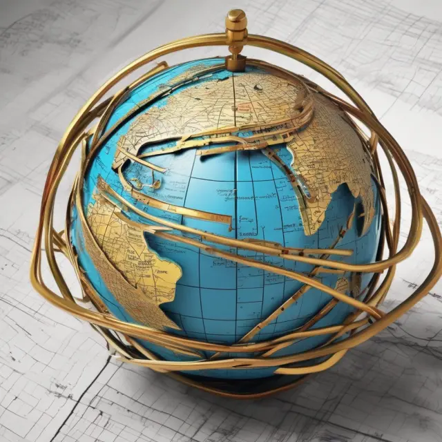 A globe balanced between GAAP (US rules) and IFRS (global standards), illustrating the harmonious convergence of international accounting systems.