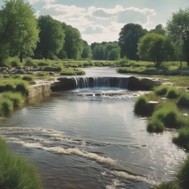 Two intertwining streams of GAAP and IFRS converging into a single pond, representing standardized global financial reporting.