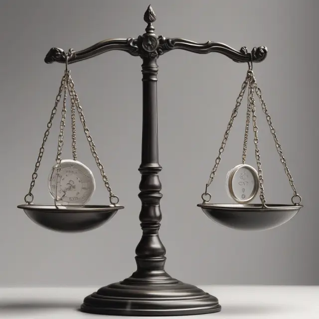 Golden scales holding principle-based accounting (GAAP, IFRS) symbols, balanced against a complex maze of financial reporting