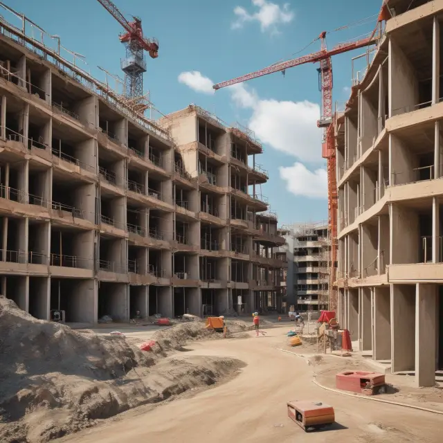 Image of a construction site with partial completion, illustrating the concept of recognizing revenues based on work progression under percentage of completion method