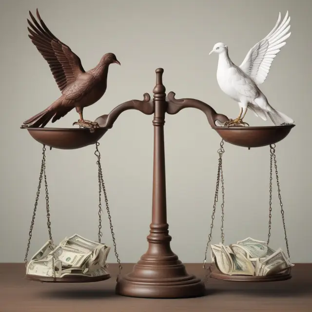 Two doves on a balance scale represent cash and accrual accounting methods, illustrating their significance in financial reporting