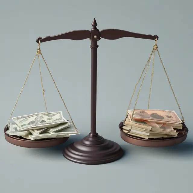 A three-tiered scale with weights representing Accounting Profit, Economic Profit, and Underlying Profit. Each scale reveals a different perspective on a company