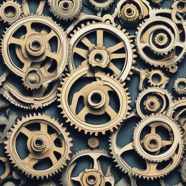 Image of gear wheels symbolizing Total Supplier Purchases (TSP) rotating around an average accounts payable scale