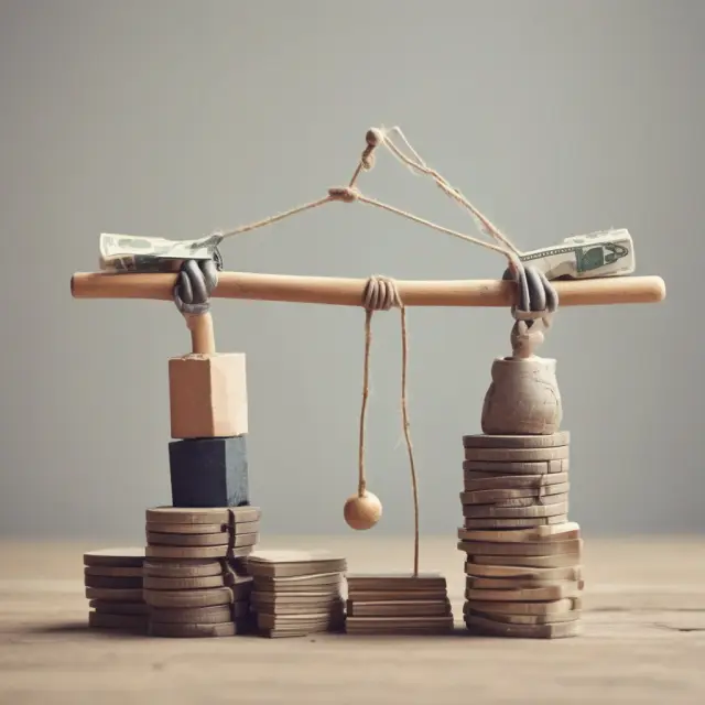 Image depicts a seesaw balancing accounts payable turnover ratio, illustrating effective short-term obligations management in business.