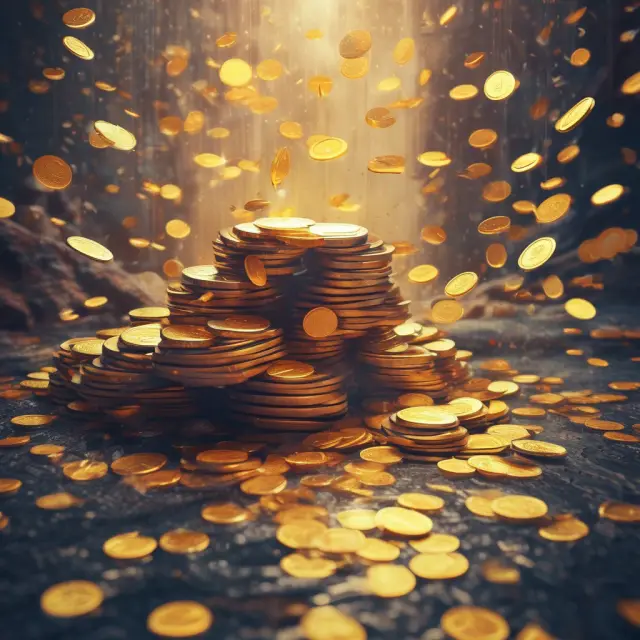 A cascade of golden coins representing accounts receivables flowing into a pool, illustrating effective collection processes