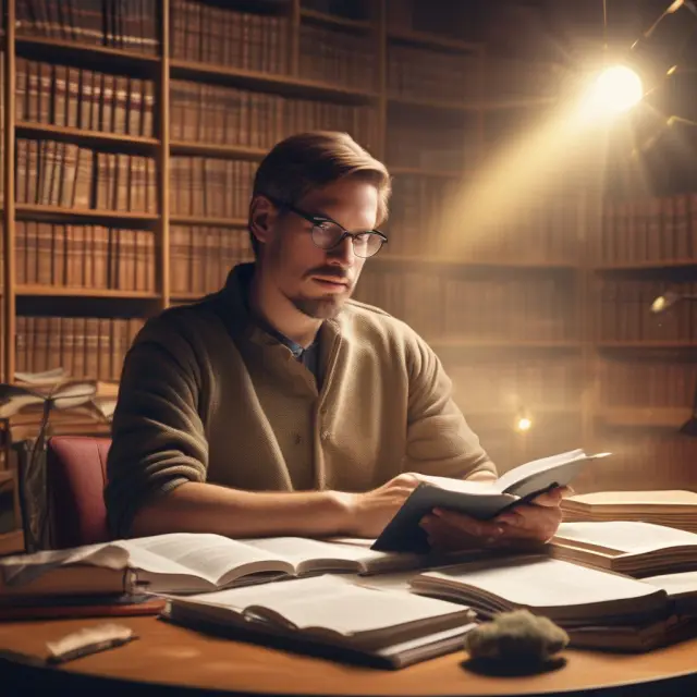Expert AAMS professional guiding clients through FAQs about asset management, surrounded by resources and golden knowledge rays.