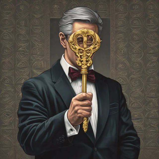 Exclusive investor with wealth, holding a golden accreditation key. Represents privilege and access to unregistered securities.