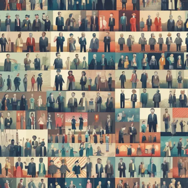Giant corporations constructing a mosaic with undervalued assets, illustrating the concept of accretive deals and long-term value creation.