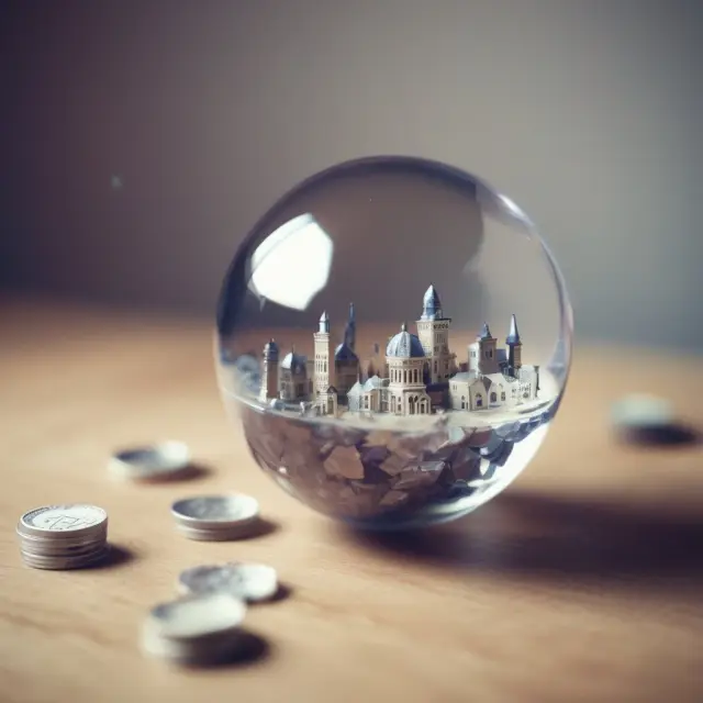 An ornate crystal ball filled with shimmering financial statements and charts, representing accrual accounting
