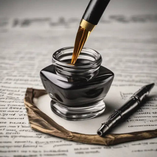 A quill pen dips into an inkwell, symbolizing the process of answering frequently asked questions about accrual accounting.
