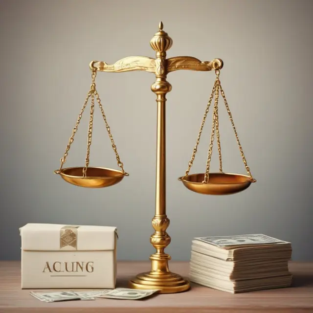 Scales illustrating accurate recognition of accrued revenues and unpaid expenses for a true representation of financial position.