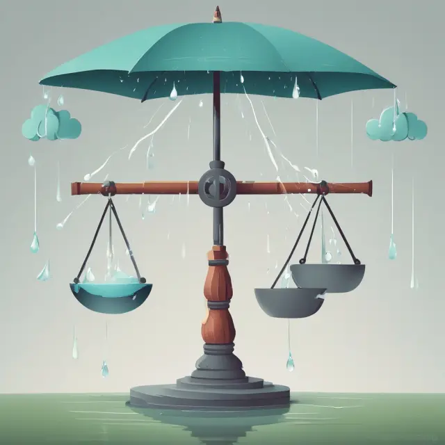 An image of a seesaw balancing accounts payable and accounts receivable, with revenue accruals depicted as raindrops flowing to the accrued assets side.