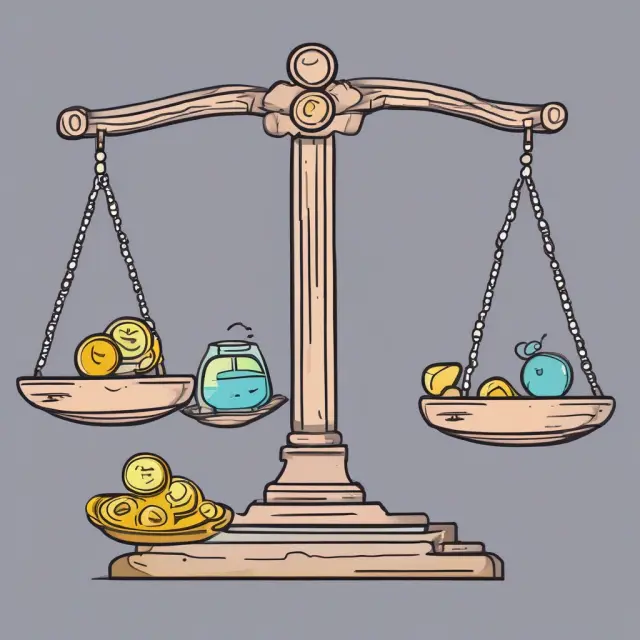 Balance scale with revenue and expense pendulums, representing accrued revenues crediting accounts receivable or debited as expenses and accounts payable.